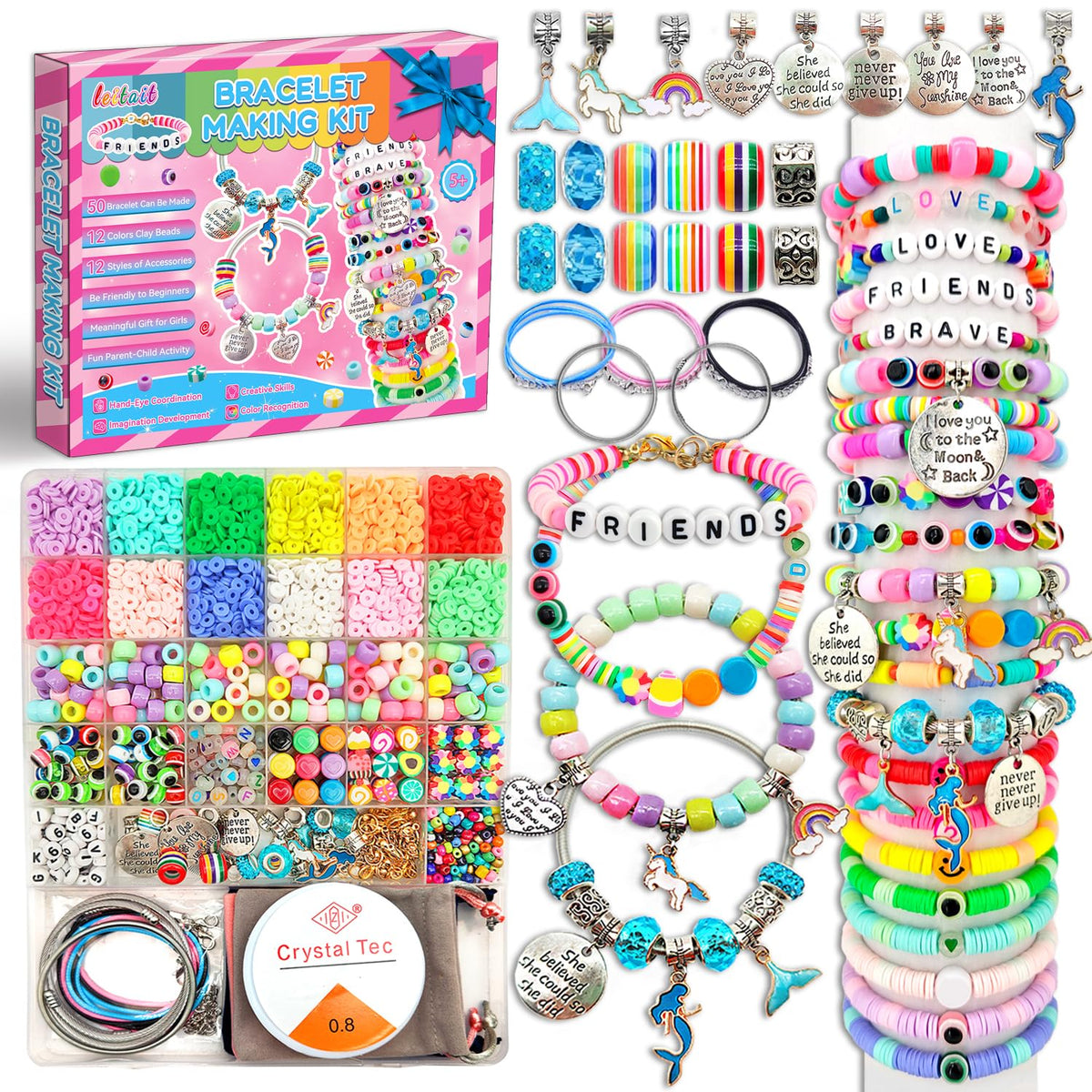 Charm Bracelet Making Kit with Beads for Girls Ages 6–12