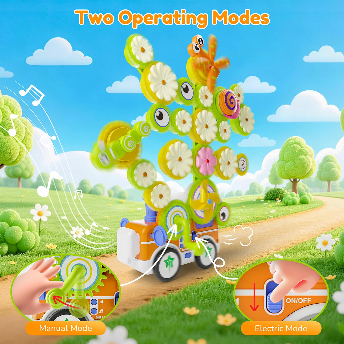 STEM Gears Construction Set with Lights, Music & Dual Modes