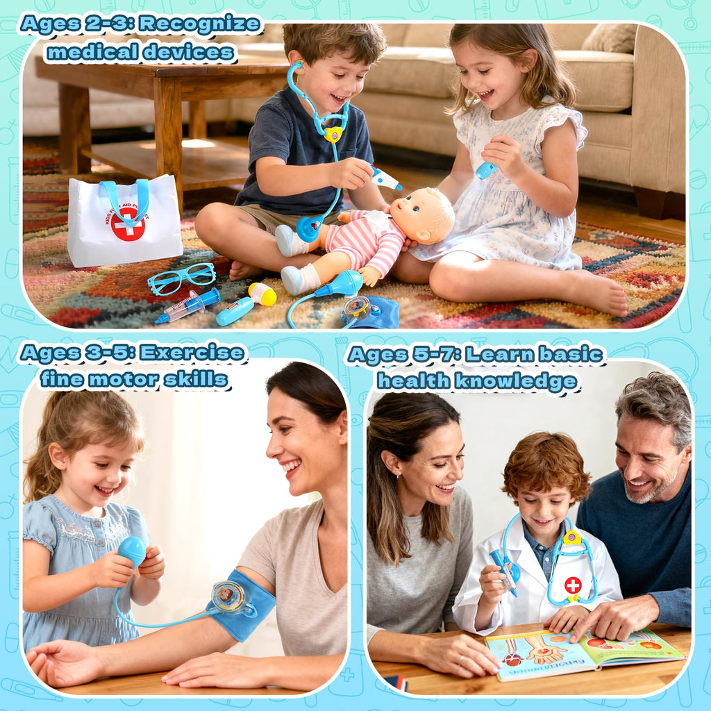 Kids Doctor & Vet Play Set with Plush Dog & Medical Bag