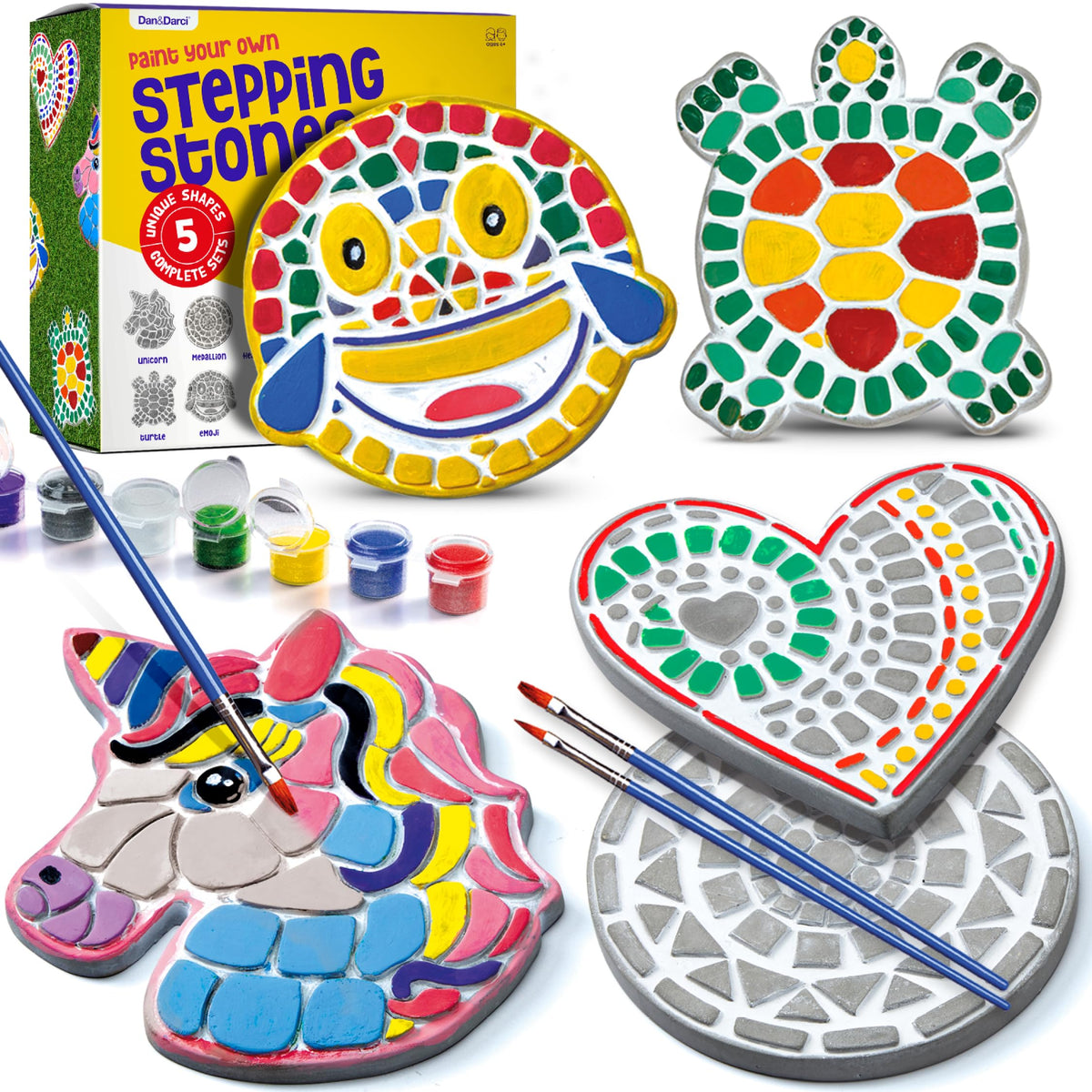 5-Piece Paint Your Own Garden Stepping Stones Kit for Kids