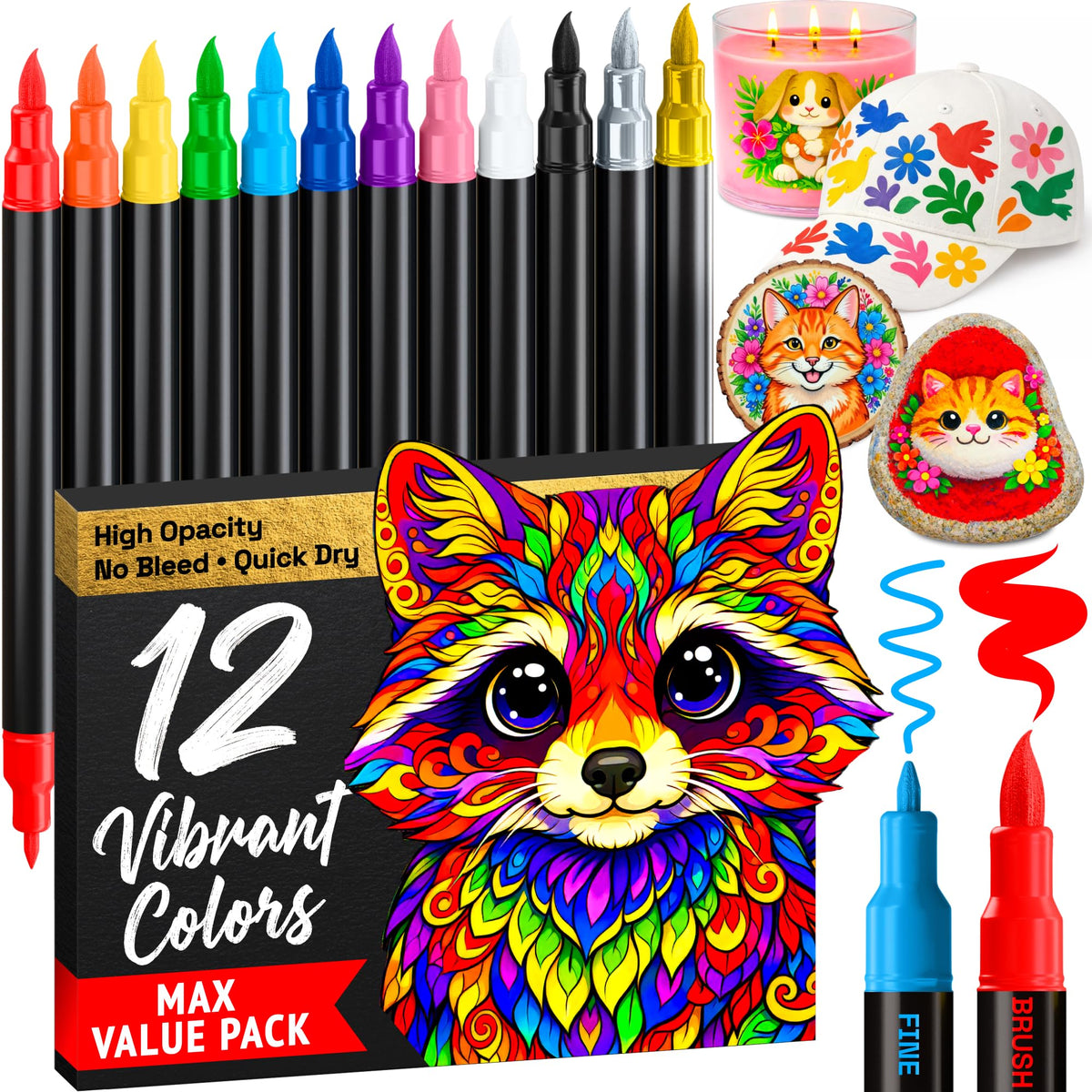 ARTISTRO Dual-Tip Acrylic Paint Markers for Drawing