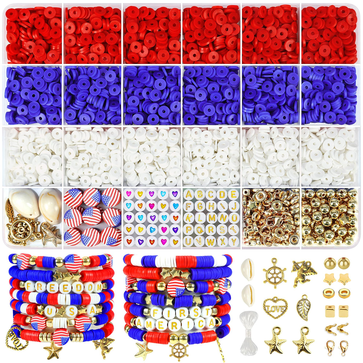 5100-Piece Clay Bead Bracelet Making Kit with Charms