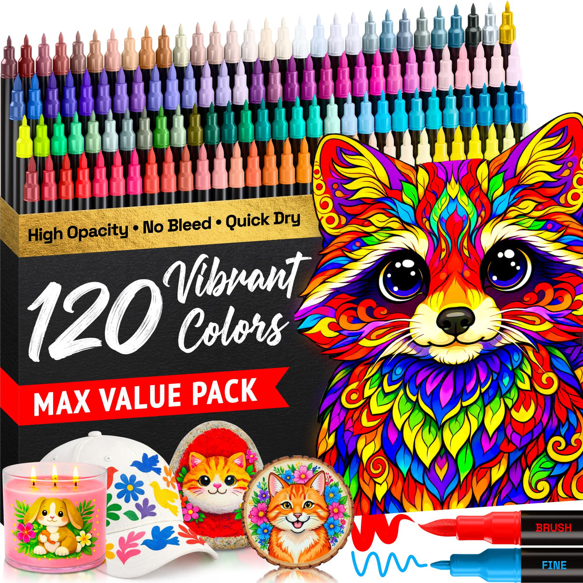 ARTISTRO Dual-Tip Acrylic Paint Markers for Drawing