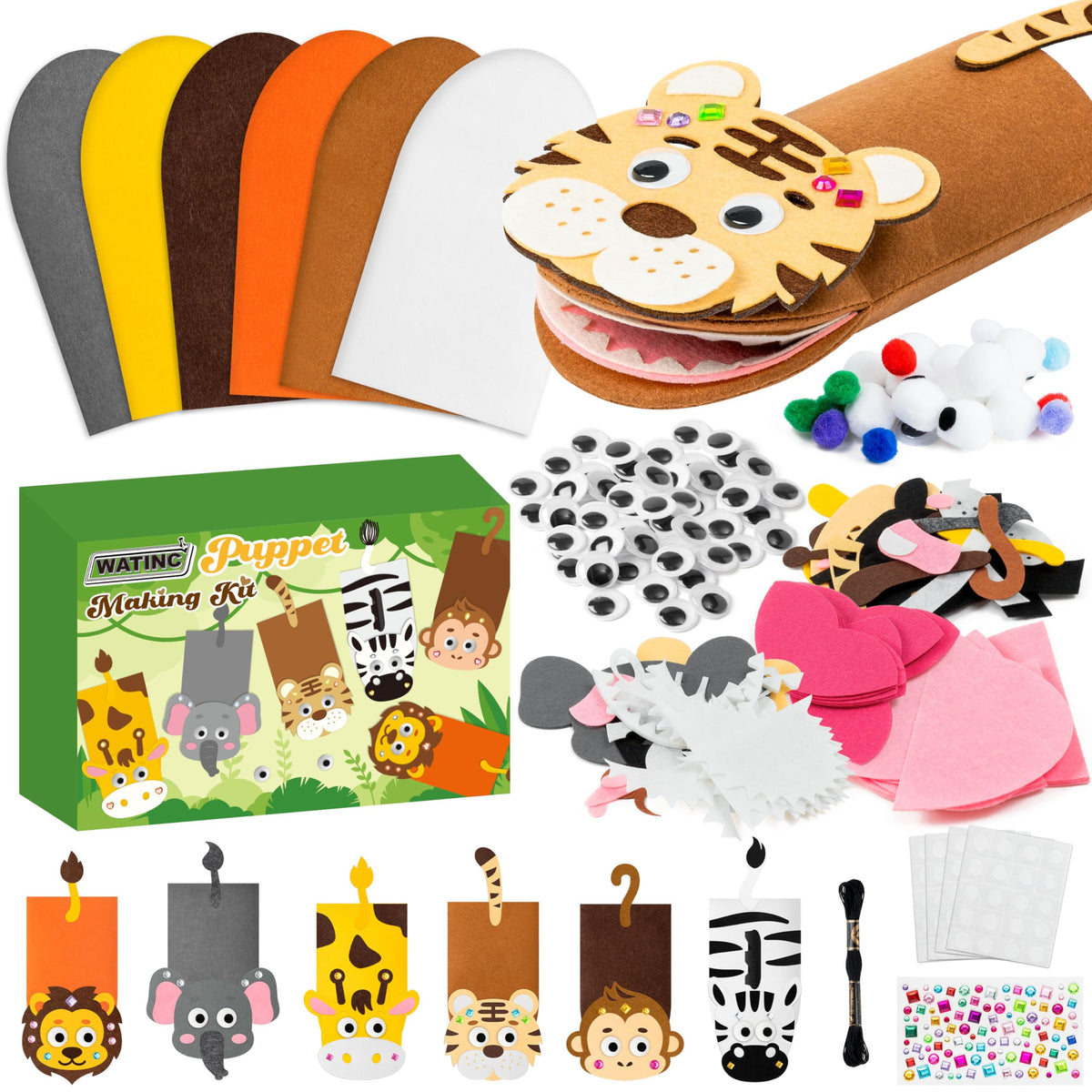 Kids Hand Puppet Making Kit with Felt Sock Puppets