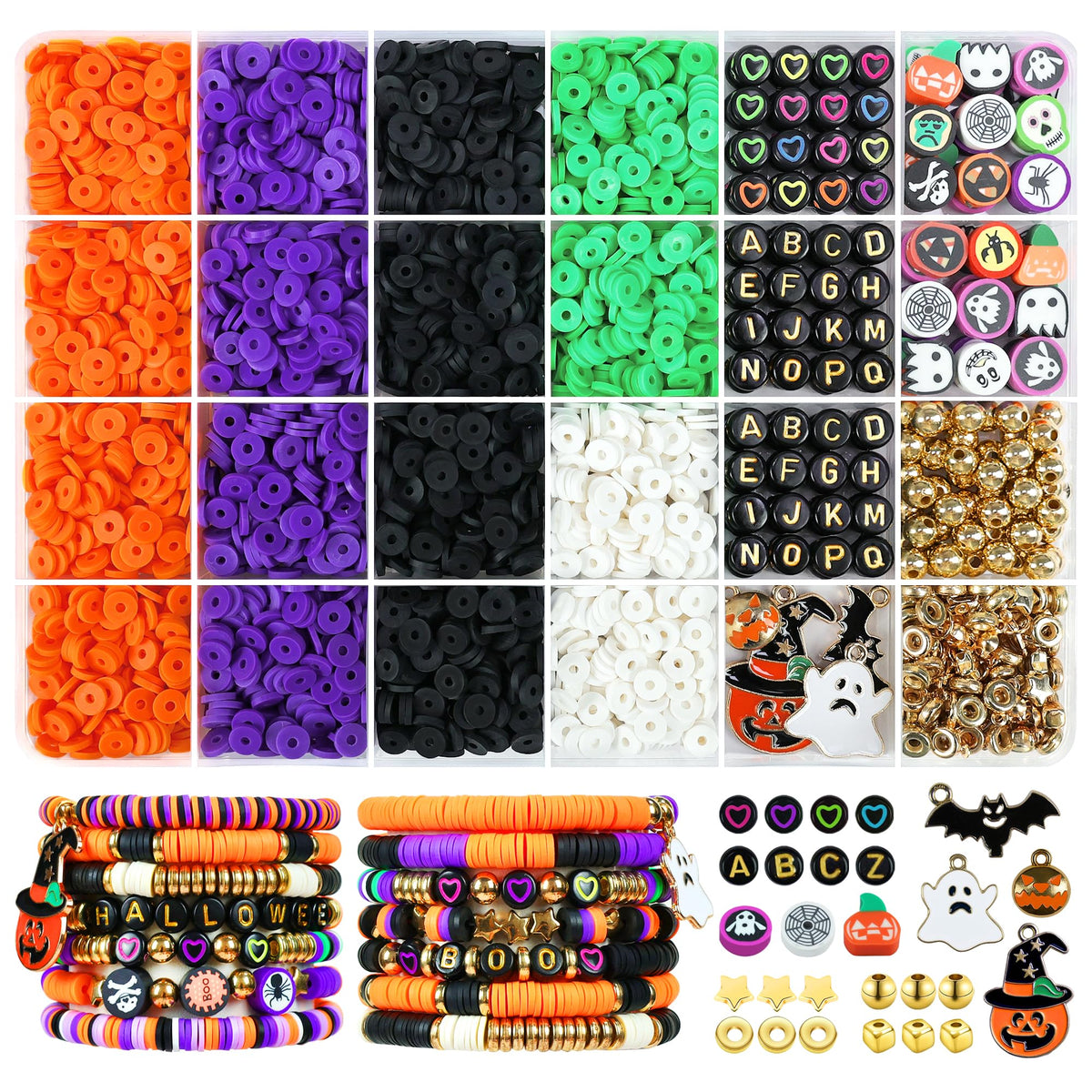 5100-Piece Clay Bead Bracelet Making Kit with Charms