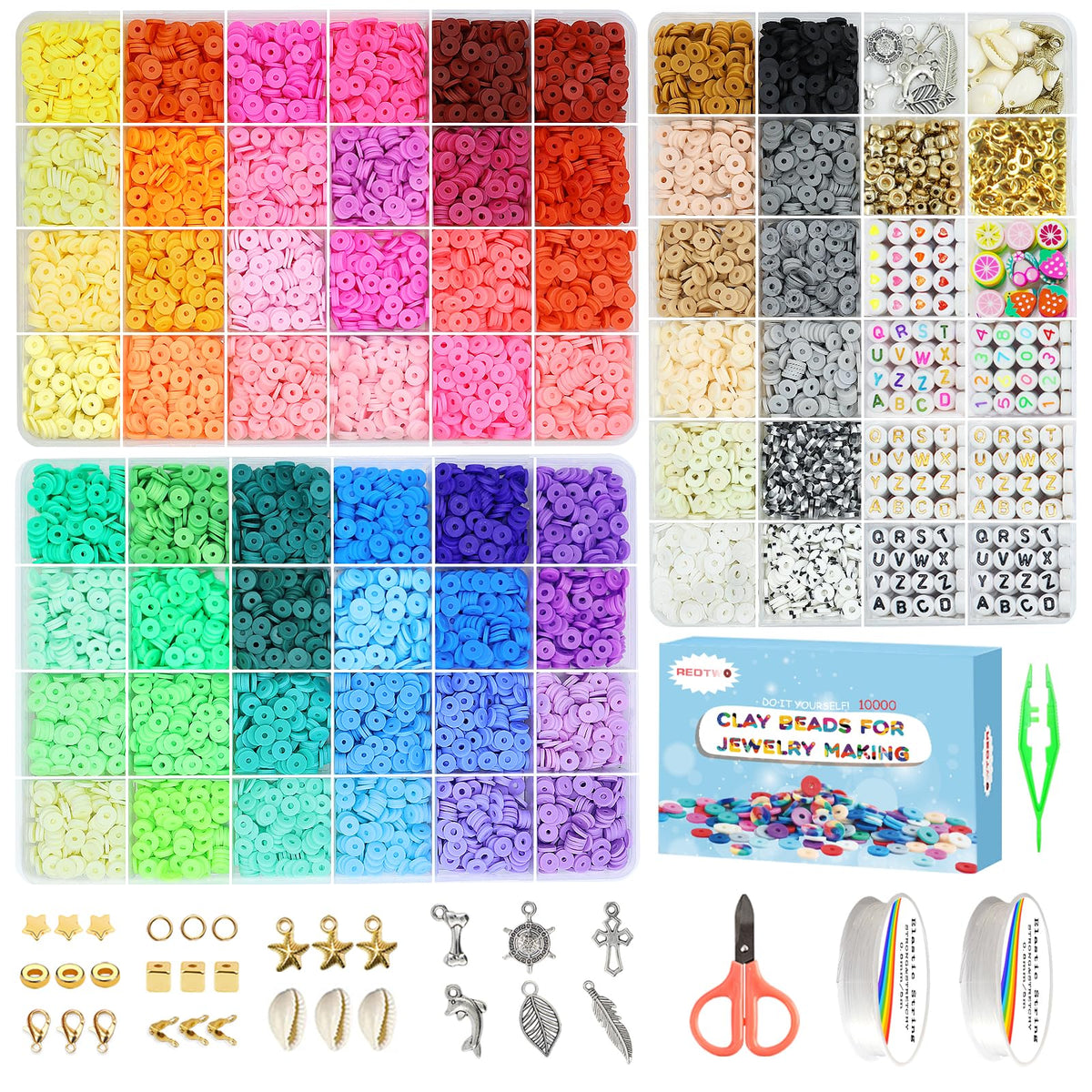 5100-Piece Clay Bead Bracelet Making Kit with Charms
