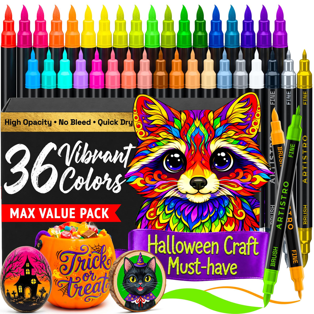 ARTISTRO Dual-Tip Acrylic Paint Markers for Drawing