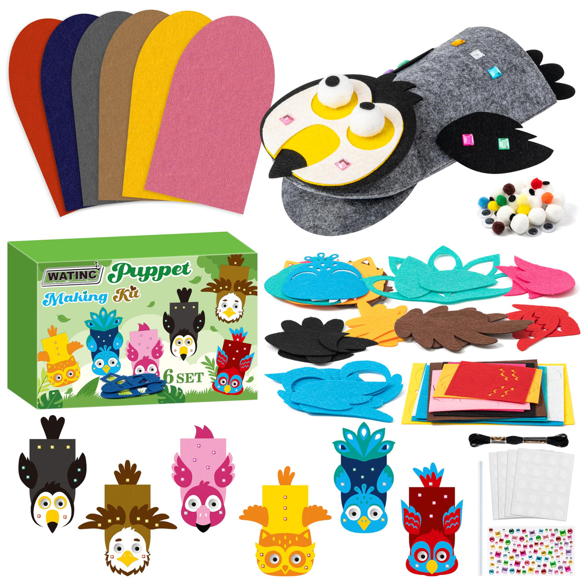 Kids Hand Puppet Making Kit with Felt Sock Puppets