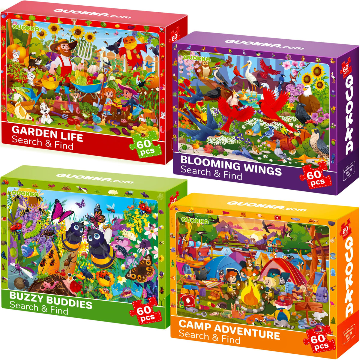 4-Pack 60-Piece Jigsaw Puzzles for Kids Ages 4–8