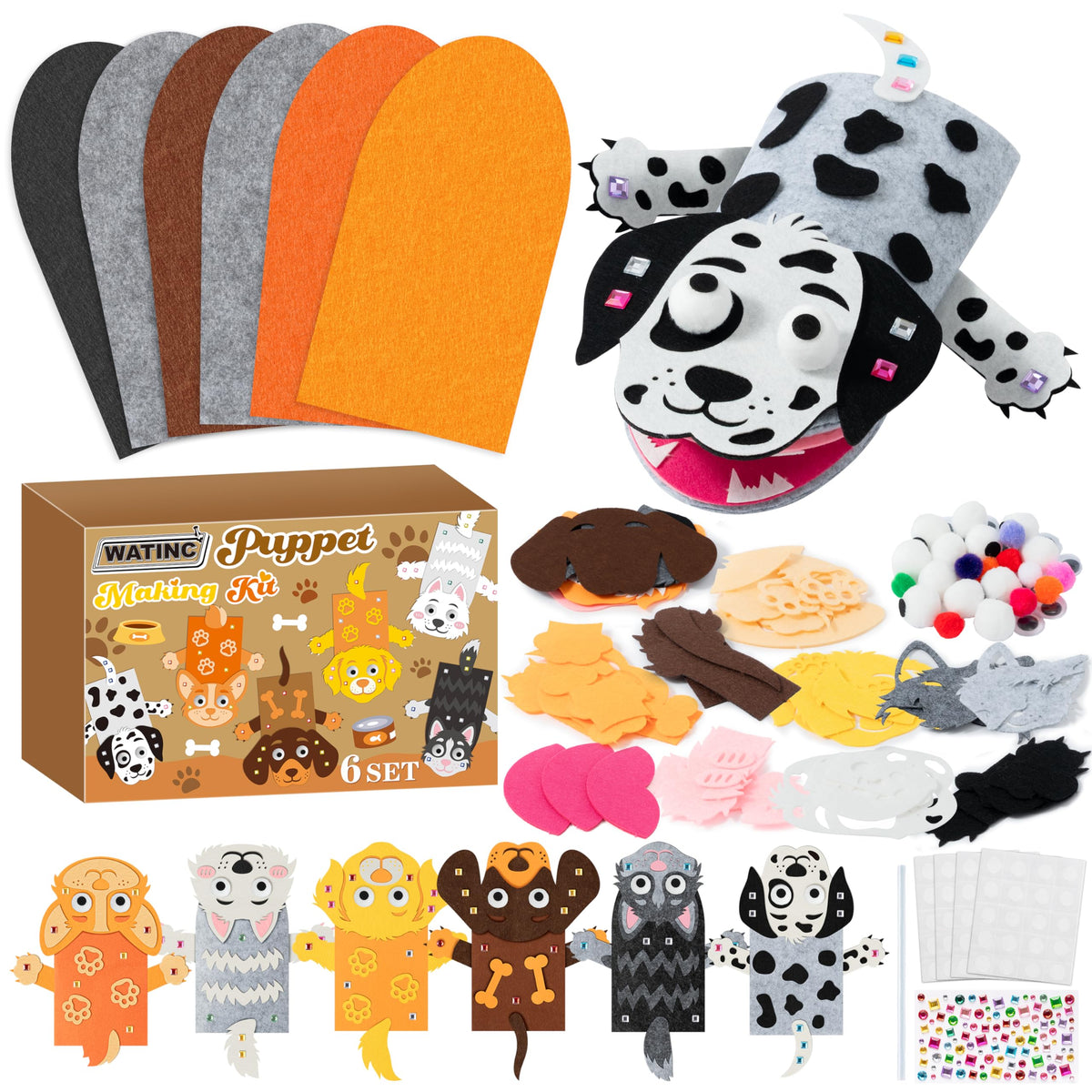 Kids Hand Puppet Making Kit with Felt Sock Puppets