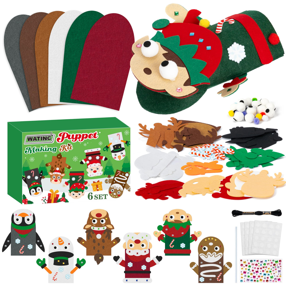 Kids Hand Puppet Making Kit with Felt Sock Puppets