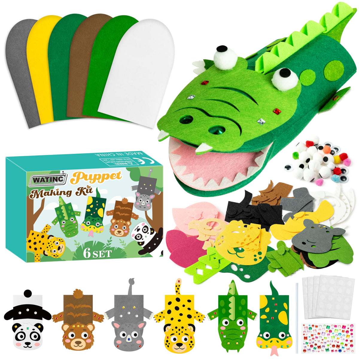 Kids Hand Puppet Making Kit with Felt Sock Puppets