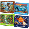 4-Pack 100-Piece Kids Jigsaw Puzzle Set with Space & Animals