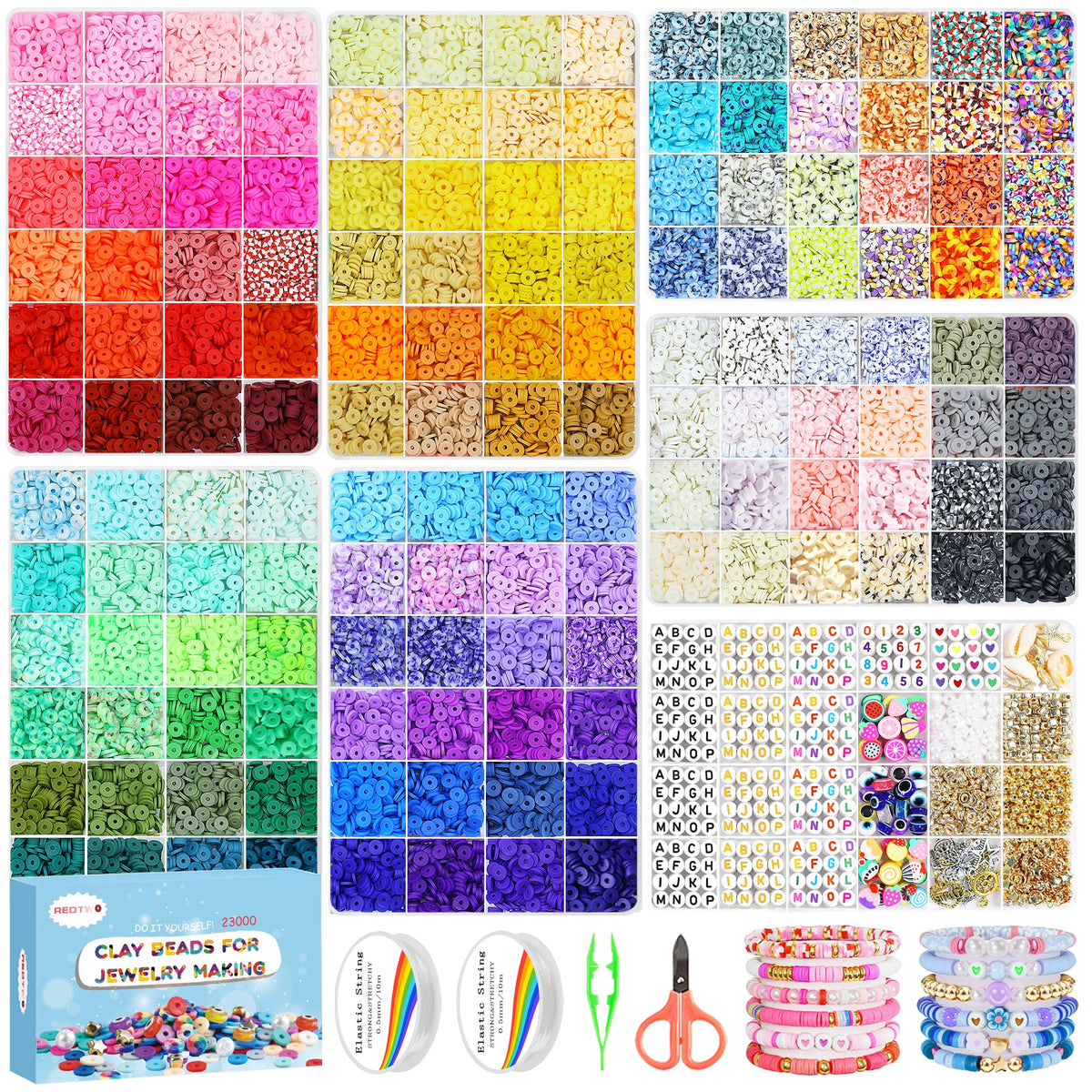 5100-Piece Clay Bead Bracelet Making Kit with Charms