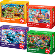 4-Pack 60-Piece Jigsaw Puzzles for Kids Ages 4–8