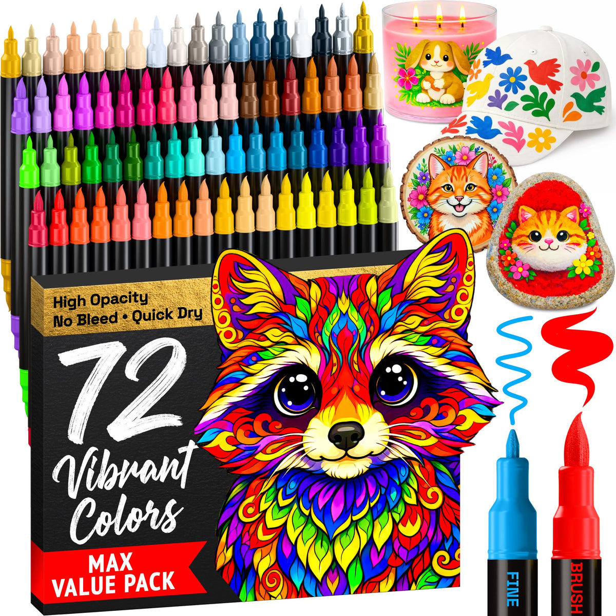 ARTISTRO Dual-Tip Acrylic Paint Markers for Drawing