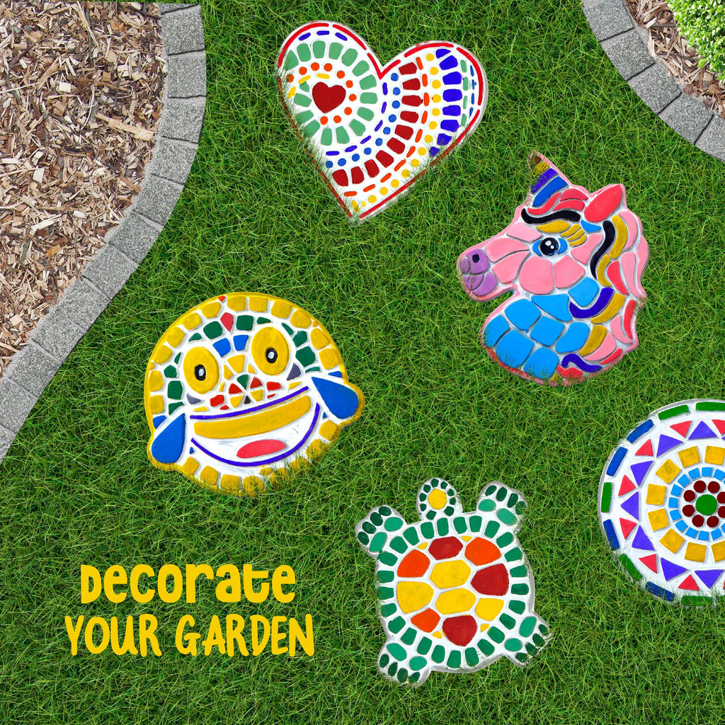 5-Piece Paint Your Own Garden Stepping Stones Kit for Kids