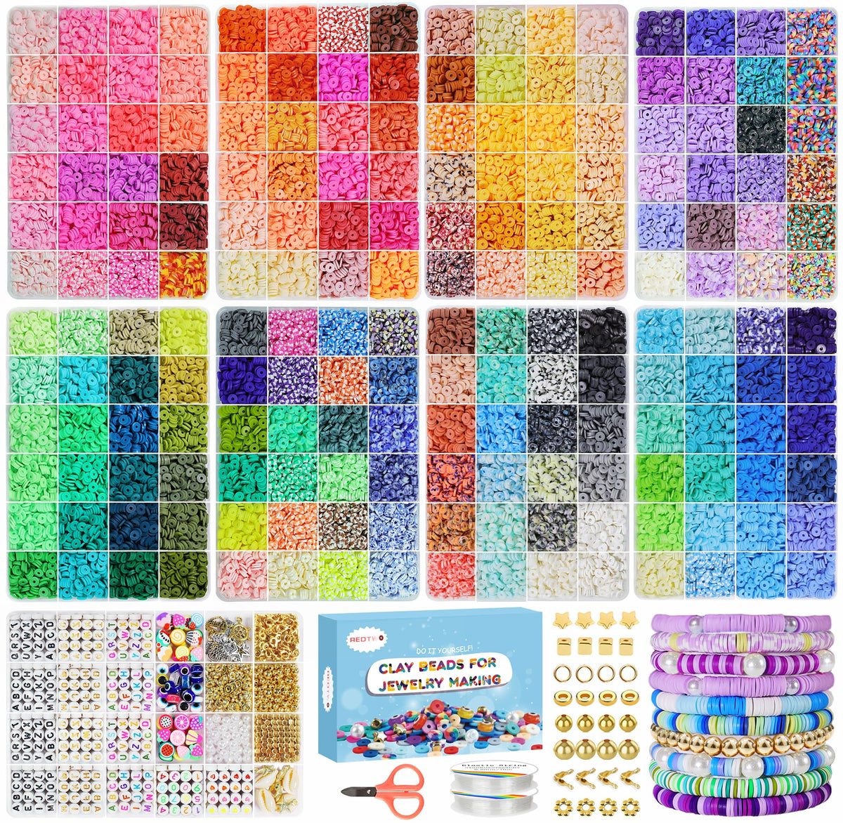 5100-Piece Clay Bead Bracelet Making Kit with Charms